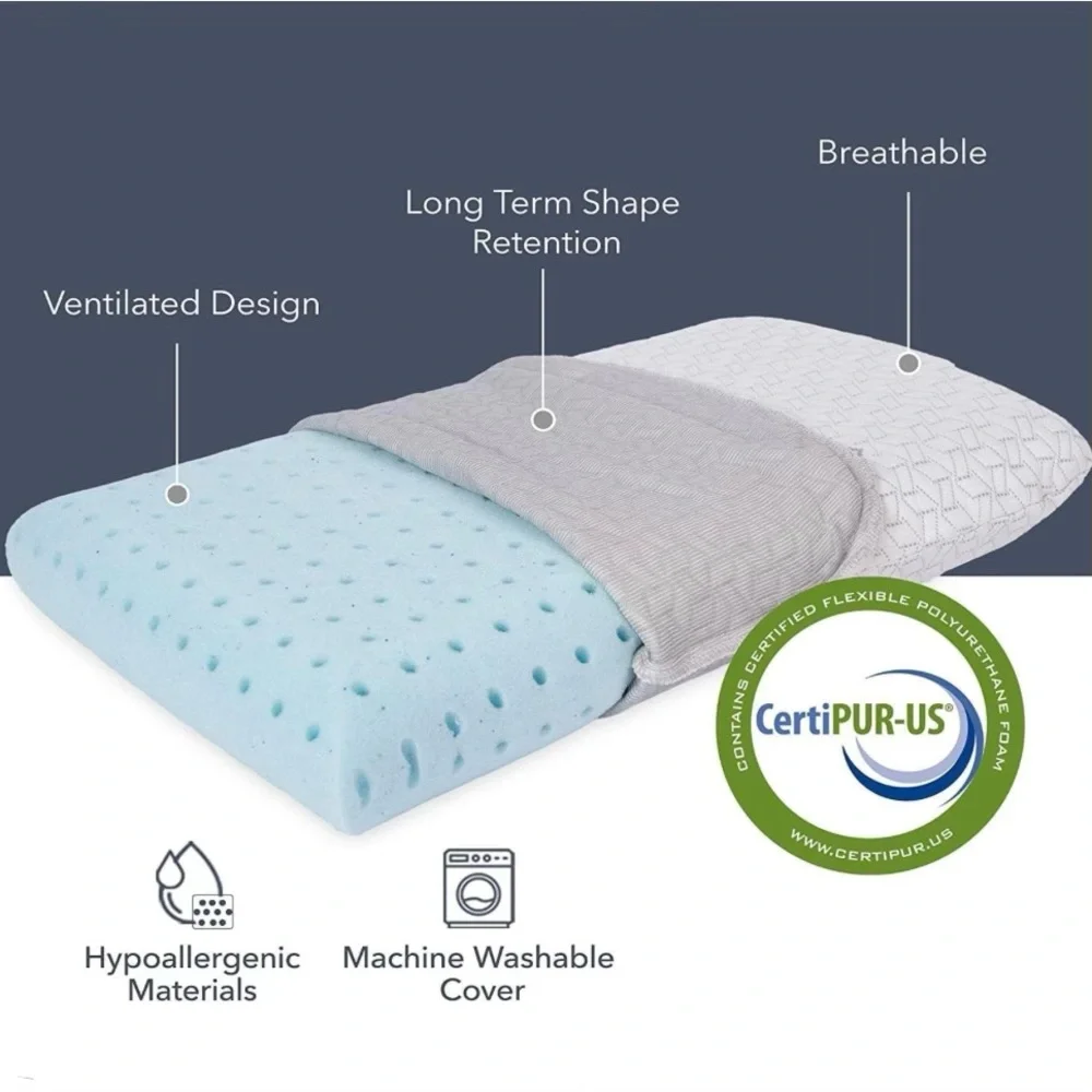 Small Memory Foam Pillow Compressible‎ Medium Firm Breathable Bamboo Cover